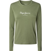 тениска,дамски,тениски,pepe,jeans,new,virginia,long,sleeve,t,shirt,khaki,green,(green)