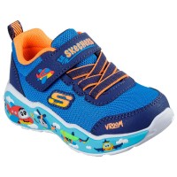 маратонки,детски,маратонки,skechers,play,scene,trainers,blue,&,navy,textile,synthetic,orange,trim