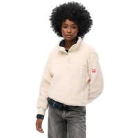 блуза,дамски,блузи,superdry,super,soft,henley,sweatshirt,rice,white,(beige)