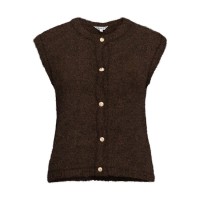 елек,мъжки,пуловери,дамски,пуловери,object,saggia,regular,fit,knitted,vest,brown,(seal,brown,melange)