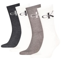 чорапи,мъжки,чорапи,calvin,klein,701235982,crew,socks,4,pairs,grey,melange,white