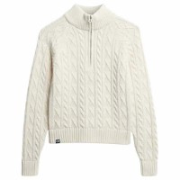 блуза,дамски,пуловери,дамски,плетени,дрехи,superdry,slim,cable,half,zip,sweater,beige,(ecru)