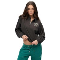 блуза,дамски,блузи,superdry,athletic,collared,half,zip,sweatshirt,bison,black,(black)