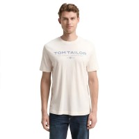 тениска,мъжки,тениски,дамски,тениски,tom,tailor,cotton,logo,print,short,sleeve,t,shirt,beige,white,(gardenia,white)