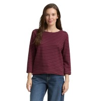тениска,мъжки,тениски,дамски,тениски,tom,tailor,structured,3,4,sleeve,t,shirt,purple,(oxblood,red,stripe)