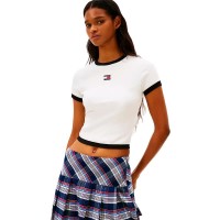 тениска,мъжки,тениски,дамски,тениски,tommy,jeans,dw0dw22575,short,sleeve,t,shirt,white,(ecru)