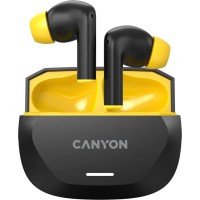 слушалки,слушалки,canyon,hexagon,7,wireless,earphones,black,(black,yellow)
