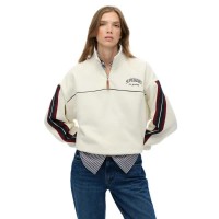 блуза,дамски,пуловери,дамски,плетени,дрехи,superdry,country,club,tape,half,zip,sweater,beige,(off,white)
