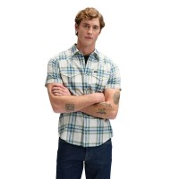 риза,с,къс,ръкав,дамски,ризи,мъжки,ризи,lee,western,short,sleeve,shirt,blue,(desert,sage,plaid)