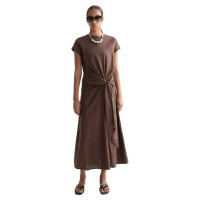рокля,дамски,поли,и,рокли,scotch,&,soda,ufu01447t,linen,short,sleeve,midi,dress,brown,(hot,fudge)