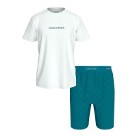 пижама,мъжки,пижами,calvin,klein,lv00nm2900,short,sleeve,pyjama,white,blue,(classic,white,top,diamond,logo,br)