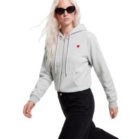блуза,дамски,блузи,pieces,chilli,full,zip,sweatshirt,grey,(light,grey,melange,red,heart,emb)