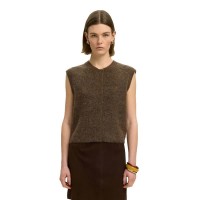 елек,мъжки,пуловери,дамски,пуловери,selected,lulu,knitted,vest,brown,(dachshund,melange)