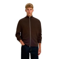 блуза,мъжки,пуловери,дамски,пуловери,selected,teller,relaxed,fit,full,zip,sweater,brown,(delicioso)