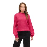 блуза,дамски,пуловери,дамски,плетени,дрехи,vila,violi,crew,neck,ballon,rib,knit,sweater,pink,(pink,yarrow,melange)