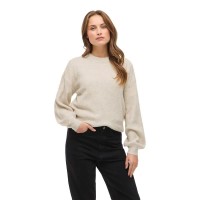 блуза,дамски,пуловери,дамски,плетени,дрехи,vila,violi,crew,neck,ballon,rib,knit,sweater,beige,(super,light,natural,melan)