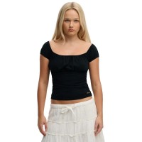 тениска,мъжки,тениски,дамски,тениски,superdry,athletics,essentials,ruched,short,sleeve,t,shirt,black,(black)