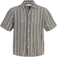 риза,с,къс,ръкав,дамски,ризи,мъжки,ризи,jack,&,jones,cotedazur,bellagio,crochet,short,sleeve,shirt,grey,(black)