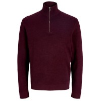 блуза,мъжки,пуловери,дамски,пуловери,jack,&,jones,milano,stitch,half,zip,sweater,red,(bitter,chocolate,melange)