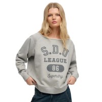 блуза,дамски,блузи,superdry,athletic,essentials,bardot,crew,sweatshirt,grey,(grey,marl)