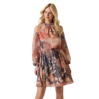 рокля,дамски,поли,и,рокли,guess,w6gk05w1577,long,sleeve,short,dress,multicolor,(lotus,flower,print)
