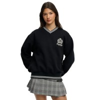 блуза,дамски,блузи,superdry,country,club,crest,v,half,zip,sweatshirt,black,(eclipse,navy)
