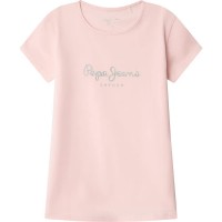 тениска,мъжки,тениски,дамски,тениски,pepe,jeans,hana,glitter,n,short,sleeve,t,shirt,pink,(soft,pink)