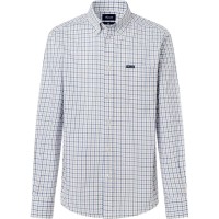 карирана,риза,дамски,ризи,мъжки,ризи,façonnable,poplin,check,long,sleeve,shirt,white,(reed,beige)