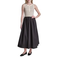 рокля,дамски,поли,и,рокли,dkny,henley,sleeveless,short,dress,black,(hudson,stripe,eggnog,black)