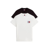 тениска,мъжки,тениски,дамски,тениски,tommy,jeans,essential,flag,slim,fit,short,sleeve,t,shirt,2,units,white,black,(black,ecru)