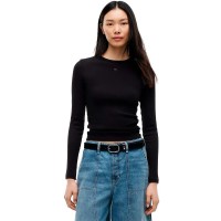 тениска,мъжки,тениски,дамски,тениски,tommy,jeans,essential,rib,long,sleeve,t,shirt,black,(black)