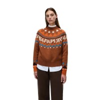 блуза,мъжки,пуловери,дамски,пуловери,napapijri,fiames,crew,sweater,brown,(rubber)