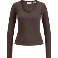 тениска,мъжки,тениски,дамски,тениски,jack,&,jones,freya,straight,fit,jjxx,long,sleeve,v,neck,t,shirt,brown,(bracken)