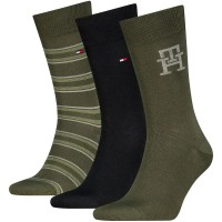 чорапи,мъжки,чорапи,дамски,чорапи,tommy,hilfiger,monogram,stripe,socks,3,pairs,green,(olive)