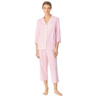 пижама,дамски,пижами,lauren,bingham,3,4,sleeve,pyjama,pink,(pink)