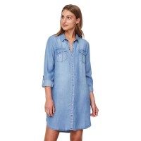 рокля,дамски,поли,и,рокли,vero,moda,silla,short,long,sleeve,dress,refurbished,blue,(light,blue,denim)