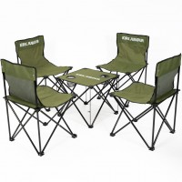 kirkjubØur®,stjärna,pack,of,5,camping,chairs,with,table,green