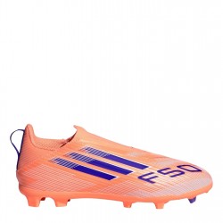 adidas,f50,childrens,league,laceless,multi,ground,boots,orange,blue