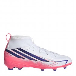 Детски футболни бутонки adidas F50 Hyperfast League Mid Firm Ground Football Boots Kids - White/Coral детски,футболни,бутонки,детски,футболни,обувки,детски,футболни,обувки,всички,футболни,обувки,футболни,обувки,за,мек,терен,футболни,обувки,за,твърд,терен,ad