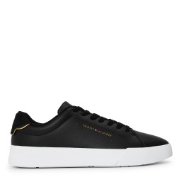 Маратонки Tommy Hilfiger Court Leather Low Top Trainers - Black/Gold маратонки,мъжки,маратонки,tommy,hilfiger,court,leather,low,top,trainers,black,gold