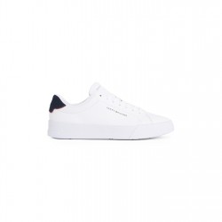 Маратонки Tommy Hilfiger Court Leather Low Top Trainers - White/Navy маратонки,мъжки,маратонки,tommy,hilfiger,court,leather,low,top,trainers,white,navy