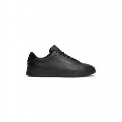 Маратонки Tommy Hilfiger Court Leather Low Top Trainers - Black/Black маратонки,маратонки,за,училище,ученически,обувки,мъжки,маратонки,tommy,hilfiger,court,leather,low,top,trainers,black,black