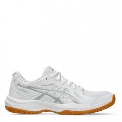 Дамски обувки Asics Upcourt 6 Netball Shoes Womens - White/SIlver дамски,обувки,коледни,подаръци,за,нея,всички,коледни,подаръци,дамски,маратонки,нетбол,asics,upcourt,6,netball,shoes,womens,white,silver