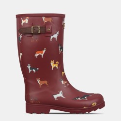 дамски,гумени,ботуши,gelert,fur,lined,welly,boot,womens,burgundy,dog