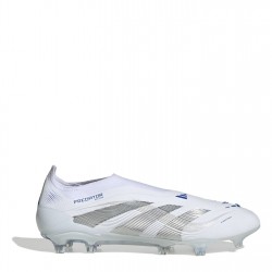 Футболни бутонки Adidas Predator Elite Laceless Firm Ground Football Boots - White/Silver футболни,бутонки,разпродажба,adidas,футболни,обувки,adidas,футболни,обувки,adidas,messi,футболни,обувки,за,твърд,терен,мъжки,футболни,обувки,всичко,за,футб