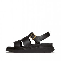 сандали,fitflop,women's,fisherman,flat,sandals,leather,black