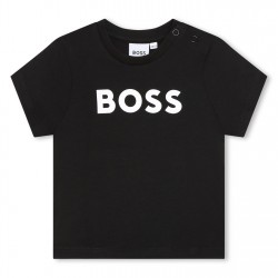 тениска,детски,3/4,панталони,boss,kids',large,logo,cotton,short,sleeve,t,shirt,black,09b