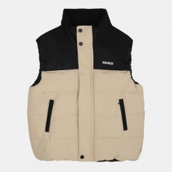 елек,детски,3/4,панталони,hugo,kids',padded,sleeveless,gilet,beige,black