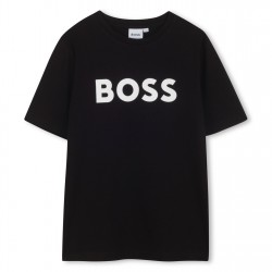 юношеска,тениска,детски,облекла,boss,boss,large,logo,t,shirt,juniors,black,09b