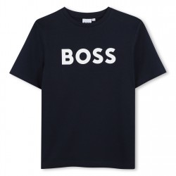 тениска,детски,3/4,панталони,boss,kids,large,logo,t,shirt,bold,print,navy,09